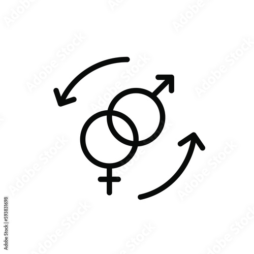 Gender transitioning symbol. Female and male sex, arrows. Pixel perfect, editable stroke icon