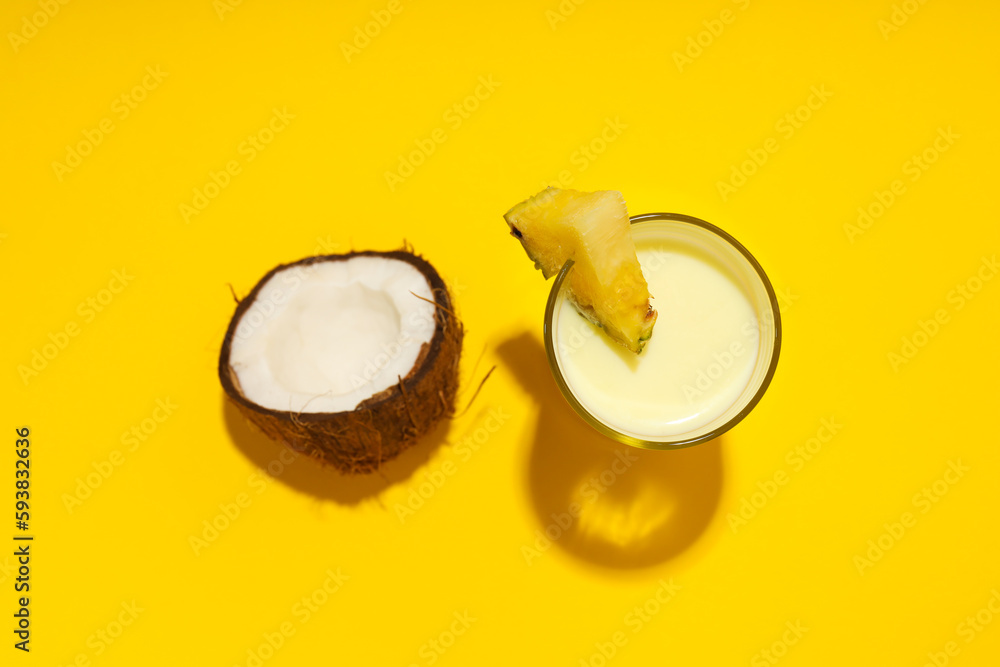 Fresh summer cocktail - Pina colada, fresh summer drink concept Fresh summer cocktail - Pina colada, fresh summer drink concept