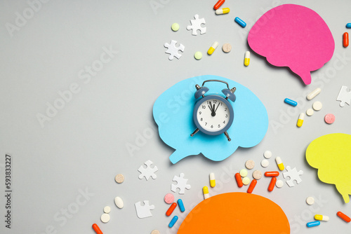 Dementia and parkinson's disease, ADHD, composition for head disease theme, space for text