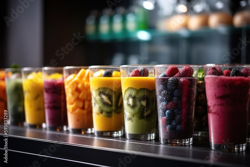 Fresh fruits and freshly squeezed juice from milk tea shops