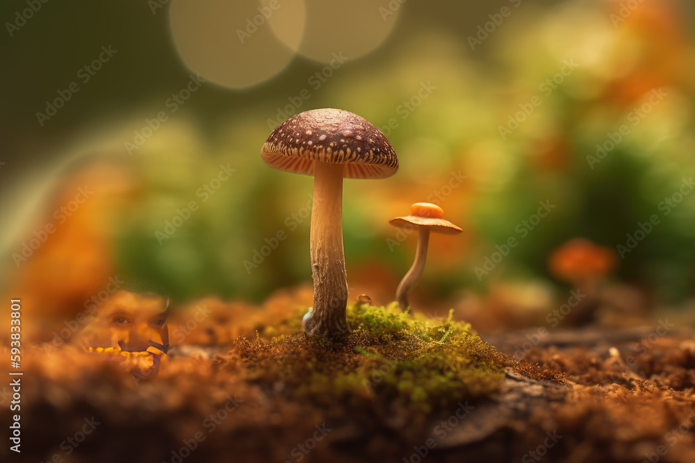 minimalistic mushrooms forest bokeh background minimalistic mushrooms forest bokeh background