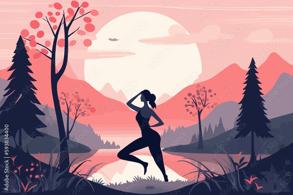 Hand drawn flat illustration of a International Yoga Day, concept background Hand drawn flat illustration of a International Yoga Day, concept background