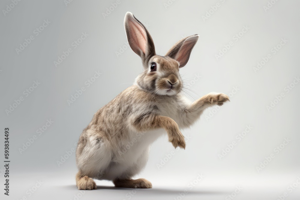 Fototapeta premium Cute Rabbit isolated on white background. Created Generative AI