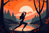 Hand drawn flat illustration of a International Yoga Day, concept background