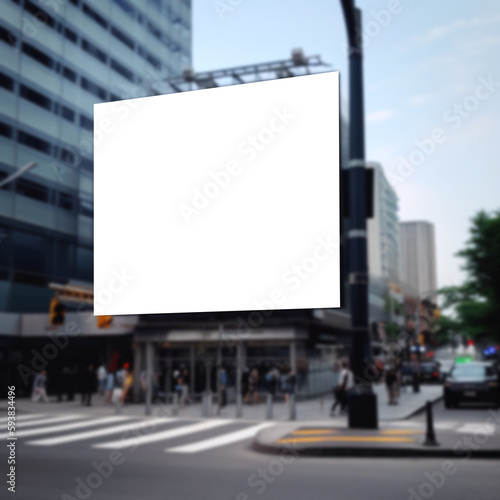 Blank lightbox advertisements and blurry urban street views..