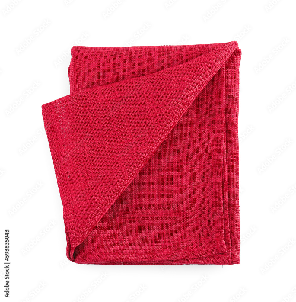Red folded napkin on white background Red folded napkin on white background