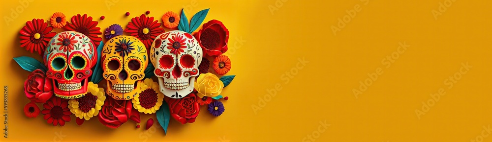 Mexican day of the dead sugar skull with generative ai Mexican day of the dead sugar skull with generative ai