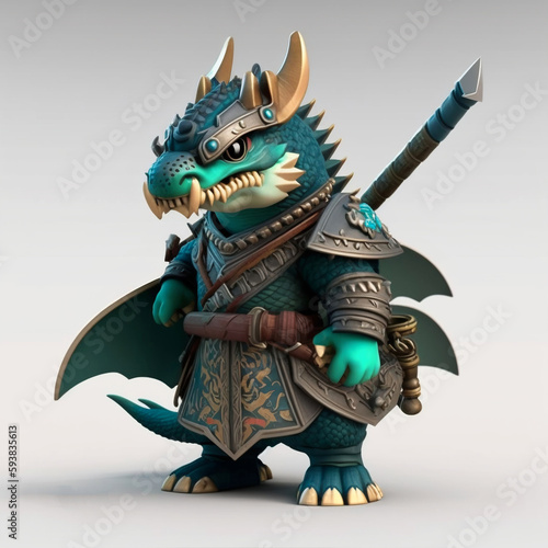 Anthropomorphic Dragon as Samurai Warrior Generative AI illustration