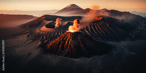 The most famous active volcano in Indonesia, Bromo Mountain