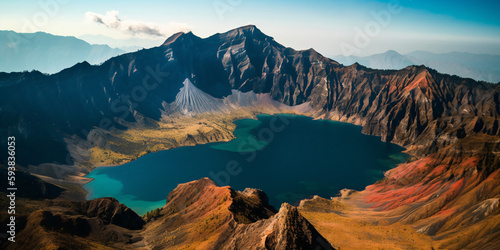The beauty of the lake in the middle of the Rinjani mountain