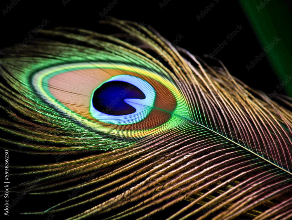 Obraz premium Close Up of a Peacock Feather | Generative AI