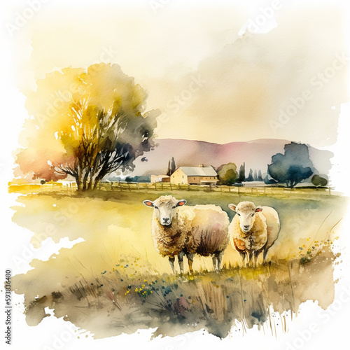 Watercolor of two sheep – created using generative AI