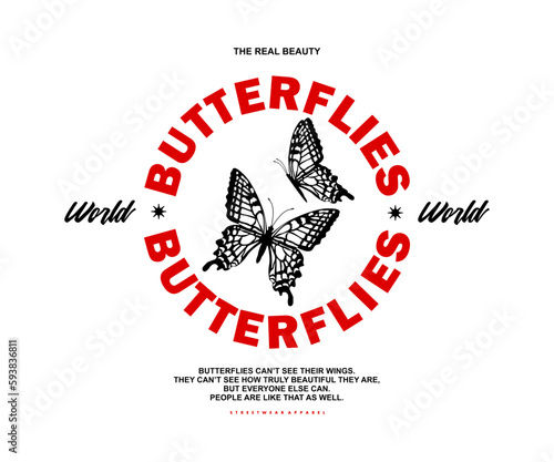 retro poster Butterfly Illustration t shirt design, vector graphic, typographic or tshirts street wear and Urban style