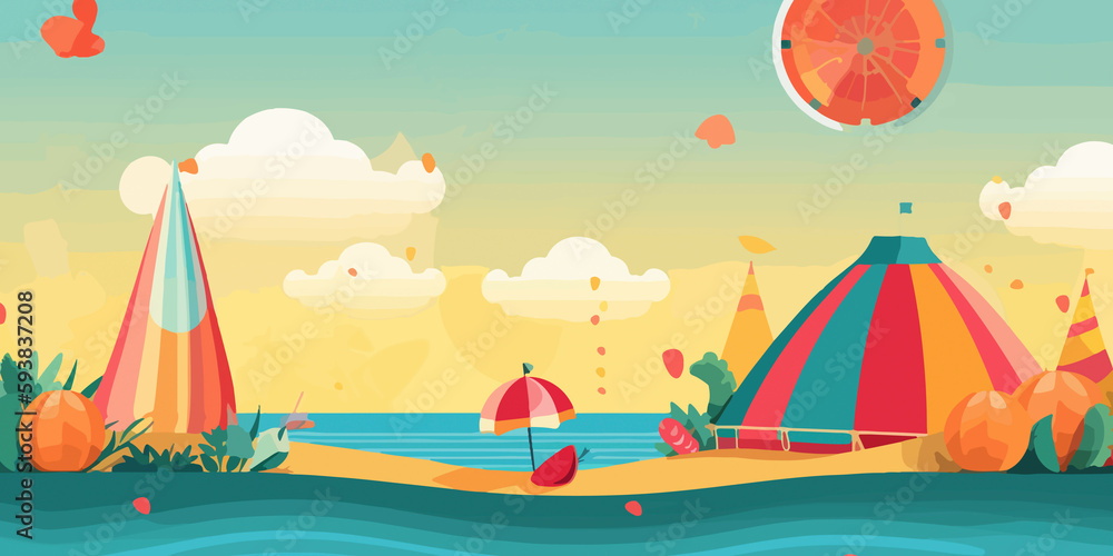 Summer concept captured in flat illustration style