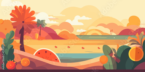 Summer concept captured in flat illustration style
