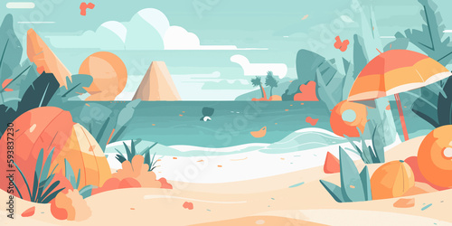 Summer concept captured in flat illustration style