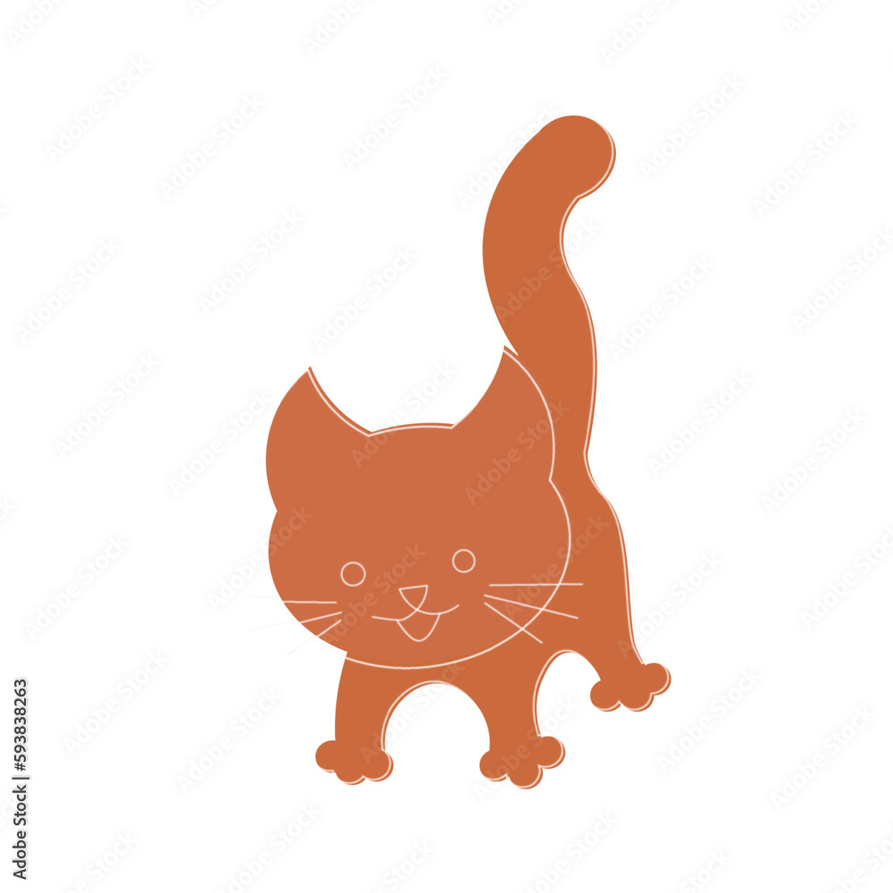 Illustration of a cute cat. Graphic print for T-shirts, postcards, books, notebooks. Vector illustration.