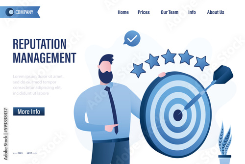 Reputation management, landing page. Practice of influencing. Monitoring perceptions and conversations, responding to reputation threats and proactively seizing opportunities