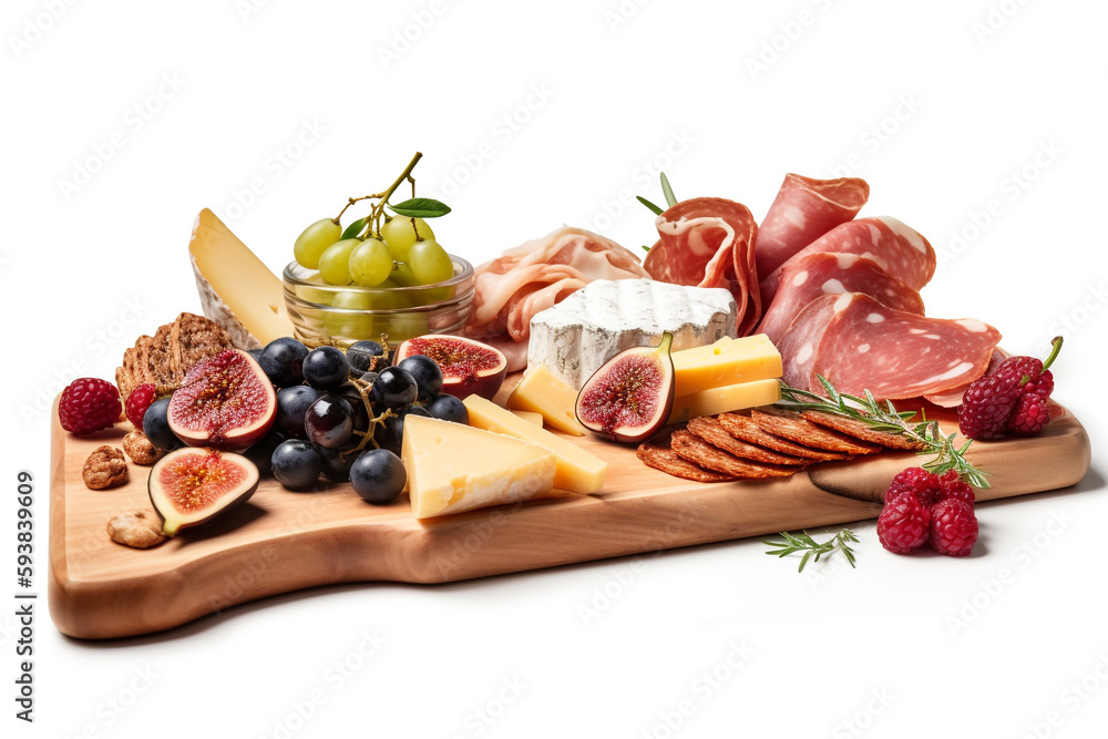 A charcuterie board with a variety of artisanal cured A charcuterie board with a variety of artisanal cured