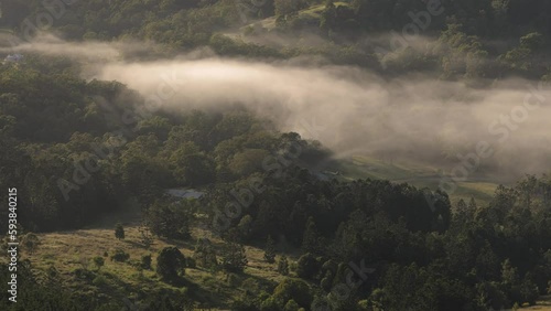 Long view of Numinbah Valley under cloud from Rosins Lookout, Gold Coast Hinterland photo