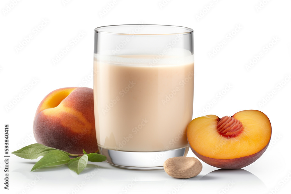 A glass of peach and apricot smoothie with soy milk A glass of peach and apricot smoothie with soy milk