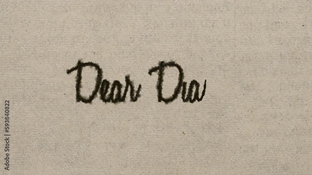Script font graphic with ink bleeding into paper, on green screen and ...
