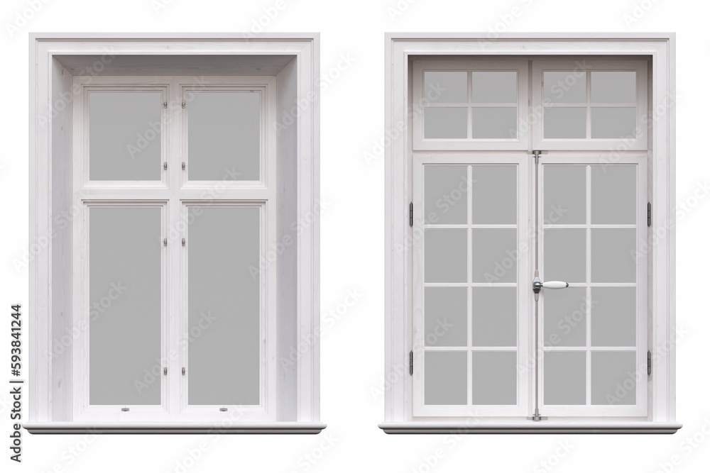 windows in the interior isolated on white background, 3D illustration, cg render windows in the interior isolated on white background, 3D illustration, cg render