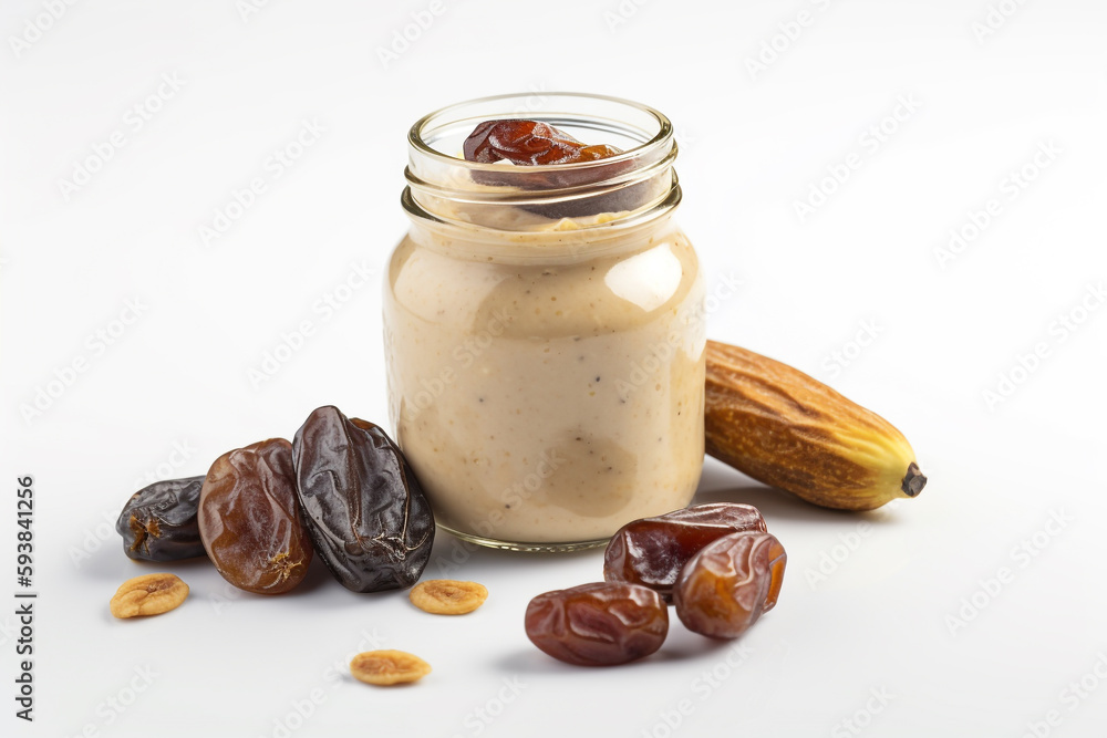 A mason jar of almond butter and banana smoothie A mason jar of almond butter and banana smoothie