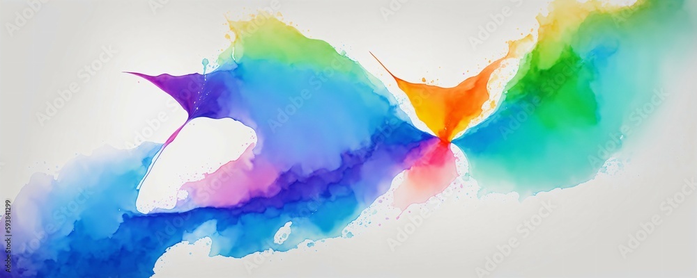 a painting of a colorful bird on a white background