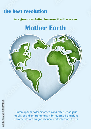 Poster s campaign of World earth day in line art and watercolors style with slogan and wording of earth day on blue background.