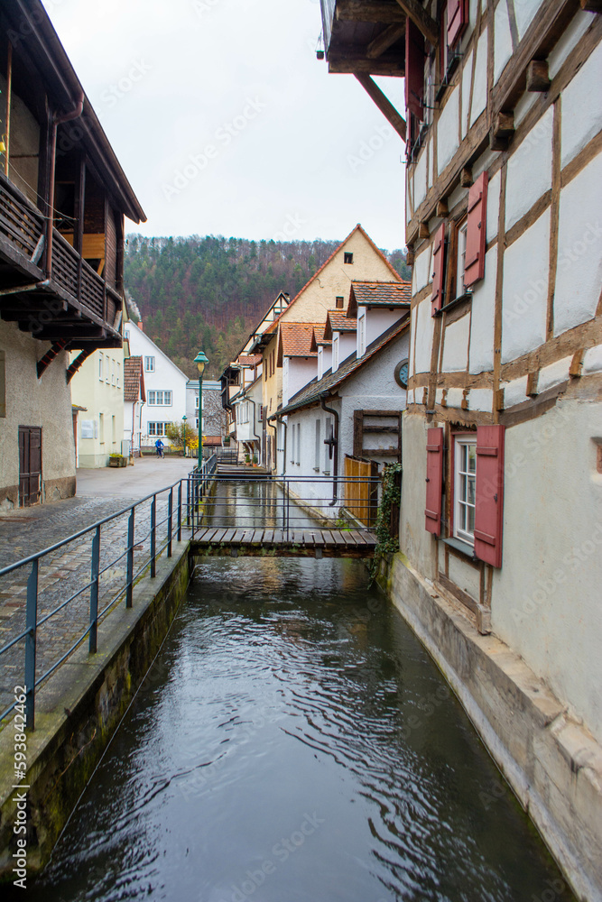 Channel in Blaubeuren, a little town with the so-called Blautopf in Germany