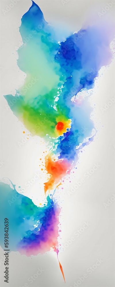 a multicolored painting on a white background