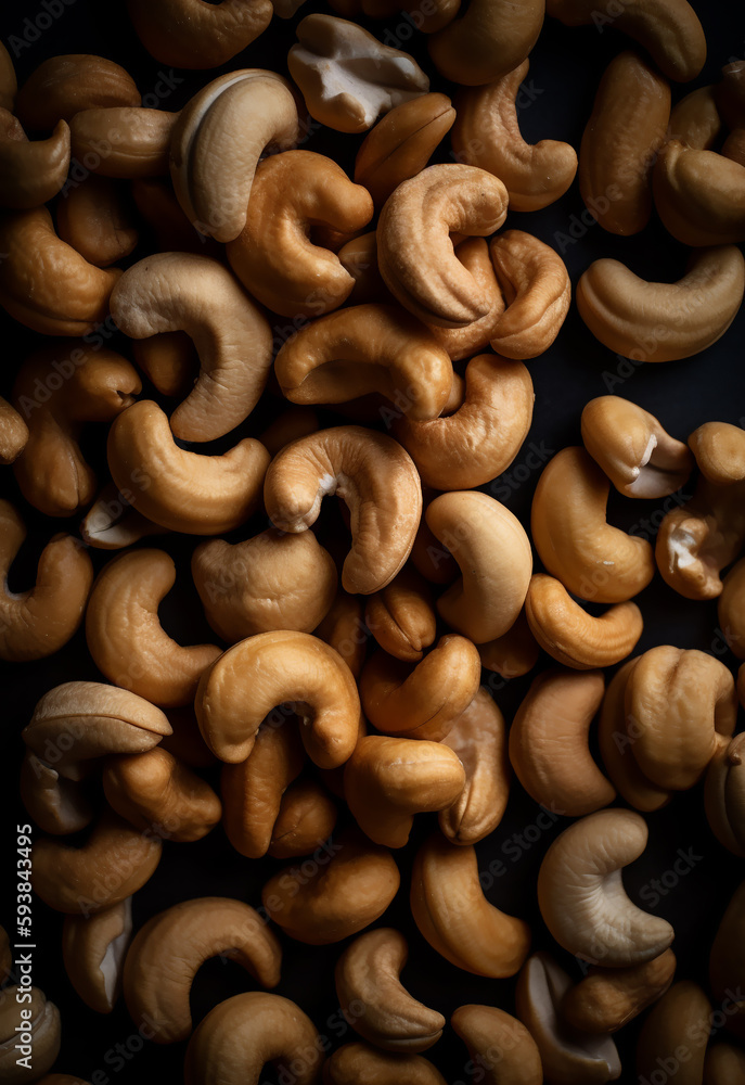Close up of Roasted cashew nuts background collection. Top view Fresh, Tasty, and healthy food scattered cashew nuts Close up of Roasted cashew nuts background collection. Top view Fresh, Tasty, and healthy food scattered cashew nuts