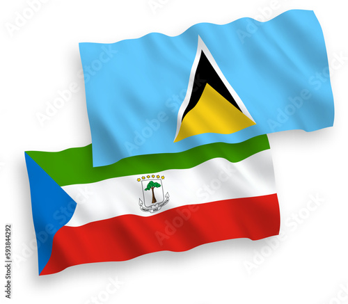 Flags of Saint Lucia and Republic of Equatorial Guinea on a white background