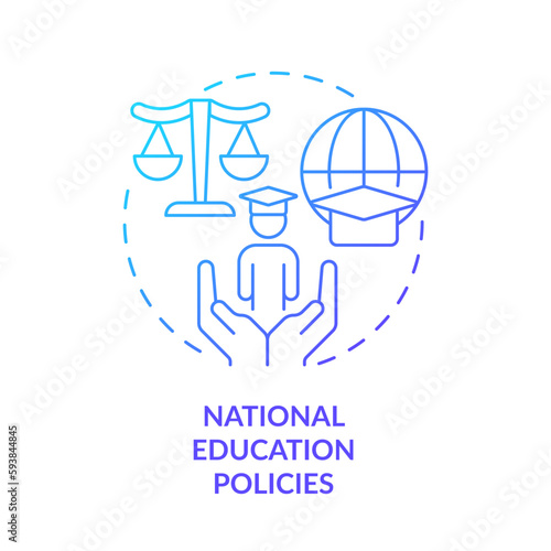 National education policies blue gradient concept icon. Sustainable development. Government program abstract idea thin line illustration. Isolated outline drawing. Myriad Pro-Bold fonts used