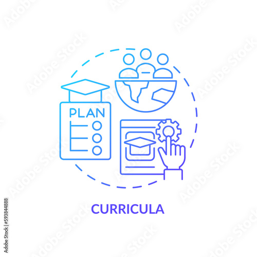 Curricula blue gradient concept icon. Education for sustainable development. Classroom strategy abstract idea thin line illustration. Isolated outline drawing. Myriad Pro-Bold fonts used