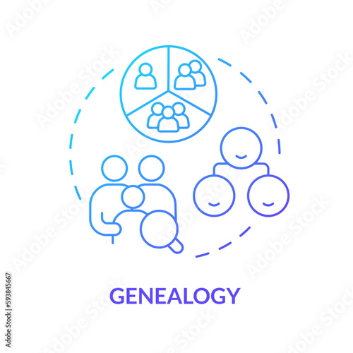 Genealogy blue gradient concept icon. Family members relationship. Pedigree. Genograms usage abstract idea thin line illustration. Isolated outline drawing. Myriad Pro-Bold font used
