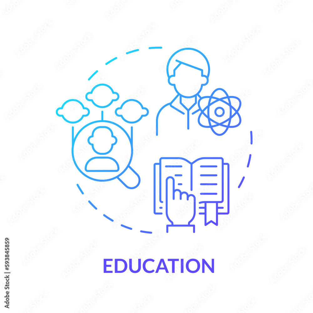 Education blue gradient concept icon. Study genealogy of famous people ...