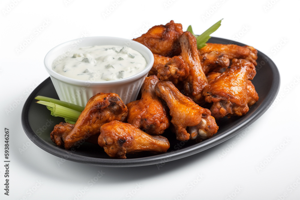 A platter of delicious and crispy halal chicken wings 