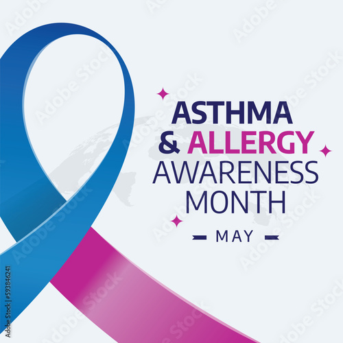 vector graphic of asthma and allergy awareness month good for asthma and allergy awareness month celebration. flat design. flyer design.flat illustration.