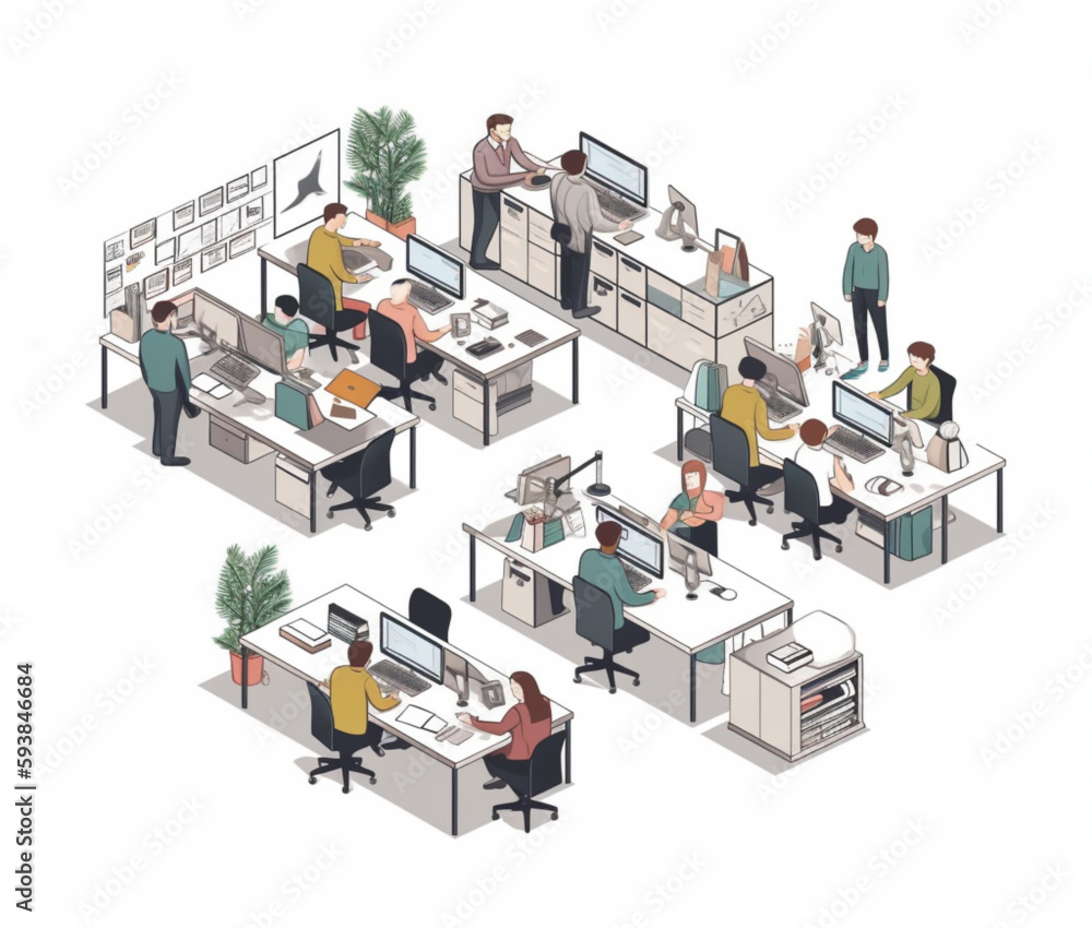 Illustration of people working on a office Illustration of people working on a office