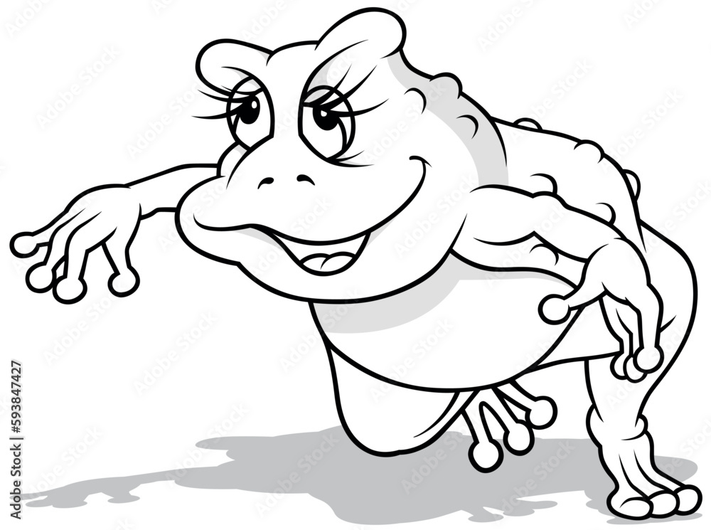Drawing of a Smiling Dancing Frog