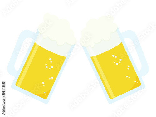 ビールジョッキで乾杯しているイラスト