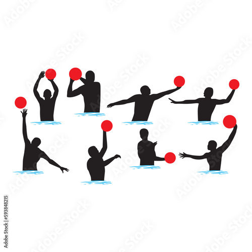 water polo silhouette set