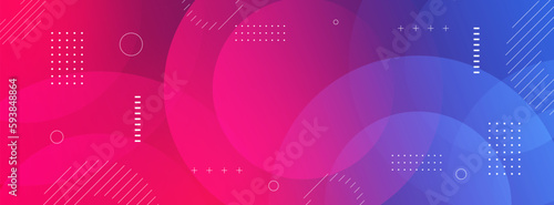 Modern banner background. colorful, red blue gradation, circle, geometric style