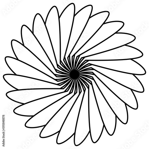 Sun or flower shape outline isolated on white. Circular shape with petals. Clipart.