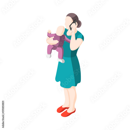 Housewife Isometric Illustration