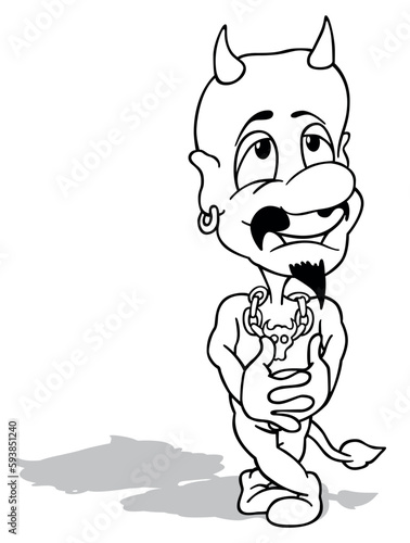 Drawing of a Funny Devil wi...