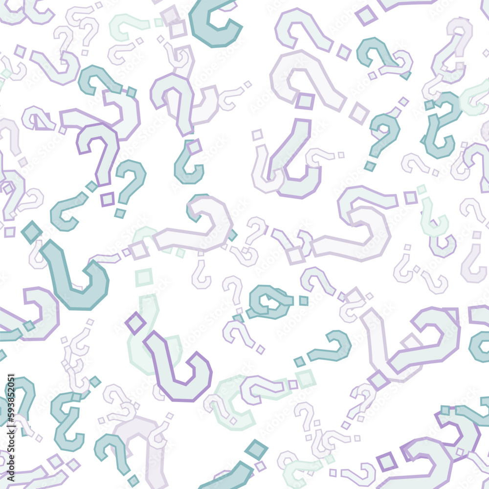 Quiz seamless pattern. Question marks, doubt, faq