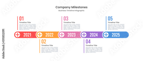 5-year timeline milestones company history infographic. Vector illustration.